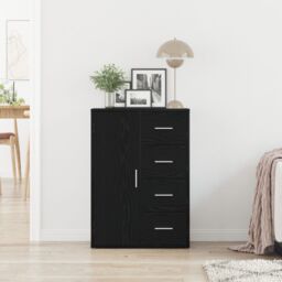 Berkfield Home Sideboard Black Oak 60x31x84 cm Engineered Wood - Size: 60 x 31 x 84 cm - thumbnail 4