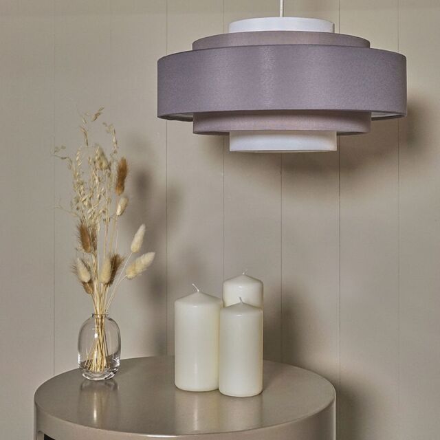 ValueLights Hampshire 5 Tier Pair of Grey Ceiling Pendant Shades - image 1