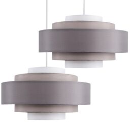 ValueLights Hampshire 5 Tier Pair of Grey Ceiling Pendant Shades - thumbnail 5