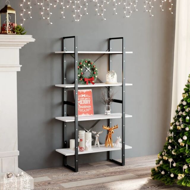 Berkfield Home 4-Tier Book Cabinet White 80x30x140 cm Engineered Wood - Size: 80 x 30 x 140 cm - image 1