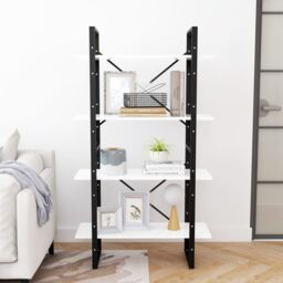 Berkfield Home 4-Tier Book Cabinet White 80x30x140 cm Engineered Wood - Size: 80 x 30 x 140 cm - thumbnail 3