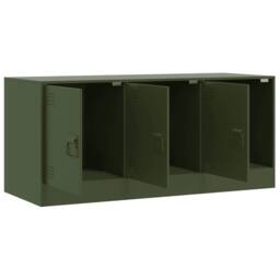 Berkfield Home TV Cabinet Olive Green 99x39x44 cm Steel - Size: 99 x 39 x 44 cm - thumbnail 7