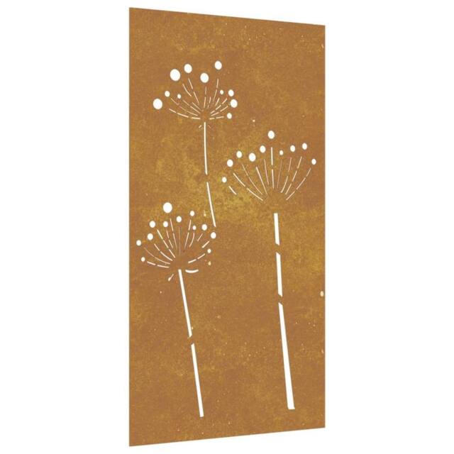 Berkfield Home Garden Wall Decoration 105x55 cm Corten Steel Flower Design in Brown - image 1
