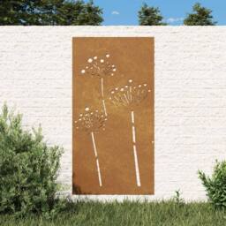 Berkfield Home Garden Wall Decoration 105x55 cm Corten Steel Flower Design in Brown - thumbnail 2