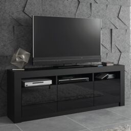 Creative Furniture TV Unit 160cm Modern - Black with High Gloss Doors - thumbnail 6