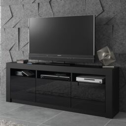 Creative Furniture TV Unit 160cm Modern - Black with High Gloss Doors
