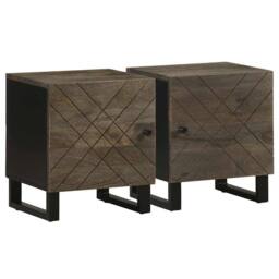 Berkfield Home Bedside Cabinets 2 pcs Black 40x33x46 cm Solid Wood Mango - Size: 40 x 33 x 46 cm - thumbnail 2