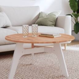 Berkfield Home Table Top Ã˜80x1.5 cm Round Solid Wood Beech in Brown - Size: 80x1.5 cm - thumbnail 2