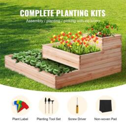 EONLION Wooden Raised Garden Bed Planter in Brown - Size: 100g - thumbnail 5