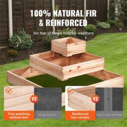 EONLION Wooden Raised Garden Bed Planter in Brown - Size: 100g - thumbnail 4