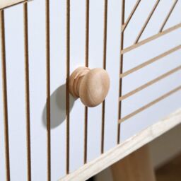Home Source Bedside Table 1 Drawer Carving Design Pine Scandi Wooden Legs Bedroom in White - thumbnail 6
