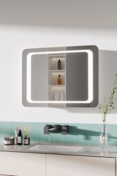 H&O Direct LED Wall Mounted Steam Free Illuminated Bathroom Mirror in Silver - thumbnail 3