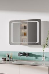 H&O Direct LED Wall Mounted Steam Free Illuminated Bathroom Mirror in Silver - thumbnail 2