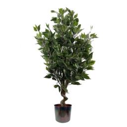 Leaf 110cm Artificial Evergreen Twist Ficus Tree Multicolour Planter in Green - thumbnail 1
