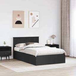 Berkfield Home Bed Frame with Headboard Black 120 x 190 cm Engineered Wood - thumbnail 3