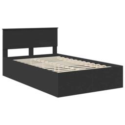 Berkfield Home Bed Frame with Headboard Black 120 x 190 cm Engineered Wood - thumbnail 4