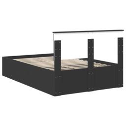 Berkfield Home Bed Frame with Headboard Black 120 x 190 cm Engineered Wood - thumbnail 9