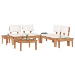 Berkfield Home Garden Bench Set 3 pcs Brown & Cream 2-seater Small - thumbnail 3