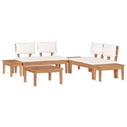 Berkfield Home Garden Bench Set 3 pcs Brown & Cream 2-seater Small - thumbnail 2