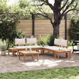 Berkfield Home Garden Bench Set 3 pcs Brown & Cream 2-seater Small