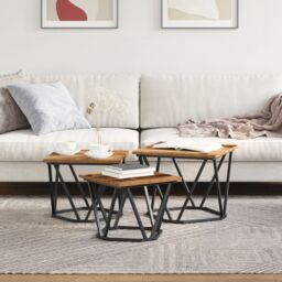 Berkfield Home Side Tables 3 pcs Old Wood Engineered Wood in Brown - thumbnail 4