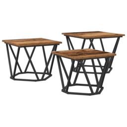 Berkfield Home Side Tables 3 pcs Old Wood Engineered Wood in Brown - thumbnail 6