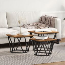Berkfield Home Side Tables 3 pcs Old Wood Engineered Wood in Brown - thumbnail 1