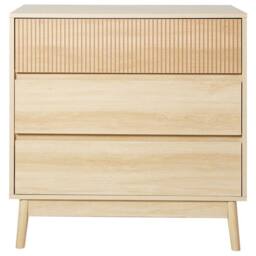 Wyld and Coco 3-Drawer Chest Light Brown MDF with Pine Legs - thumbnail 5