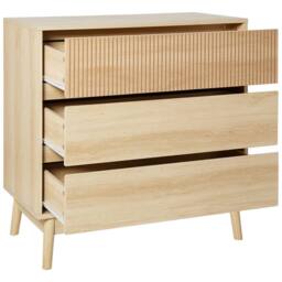 Wyld and Coco 3-Drawer Chest Light Brown MDF with Pine Legs - thumbnail 4