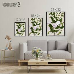"Artery8 New Zealand Bindweed Wildflowers Featon Framed Canvas Wall Art Print in Beige - Size: W12"" x H16""" - thumbnail 4