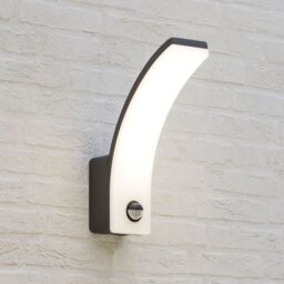 CGC Lighting Paris Graphite Curved LED Wall Light with PIR Motion Sensor Full Opal Front Diffuser in Dark Grey