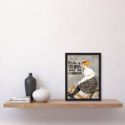 Artery8 Edward Penfield Framed Wall Art Ride a Stearns Vintage Bicycle Ad in Grey - Size: A4 - thumbnail 2