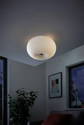 Eglo Optica Matt-Opal Glass Flush Ceiling Light in Silver