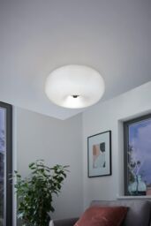 Eglo Optica Matt-Opal Glass Flush Ceiling Light in Silver - thumbnail 2