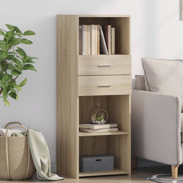 Berkfield Home Highboard Sonoma Oak 45x42.5x124 cm Engineered Wood in Light Tan - image 1