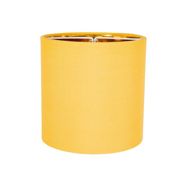 Happy Homewares Contemporary Cotton Lamp/Light Shade with Shiny Paper Inner in Mustard - Size: 12 inches - image 1