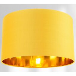 Happy Homewares Contemporary Cotton Lamp/Light Shade with Shiny Paper Inner in Mustard - Size: 12 inches - thumbnail 2