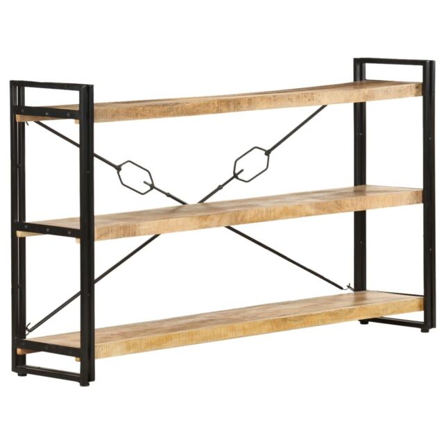 Berkfield Home 3-Tier Bookcase 140x30x80 cm Solid Mango Wood in Brown - Size: 140 x 30 x 80 cm - image 1