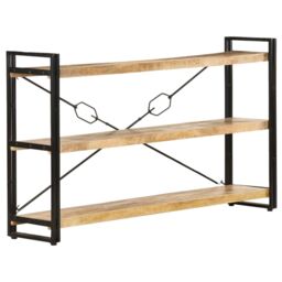 Berkfield Home 3-Tier Bookcase 140x30x80 cm Solid Mango Wood in Brown - Size: 140 x 30 x 80 cm - thumbnail 1