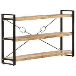 Berkfield Home 3-Tier Bookcase 140x30x80 cm Solid Mango Wood in Brown - Size: 140 x 30 x 80 cm - thumbnail 6