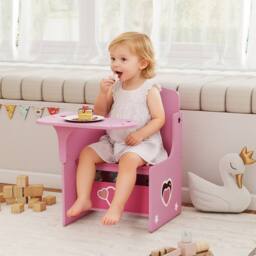 AIYAPLAY Kids Table & Chair Set, Toddler Desk Chair with Storage Bins in Pink - thumbnail 1