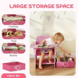 AIYAPLAY Kids Table & Chair Set, Toddler Desk Chair with Storage Bins in Pink - thumbnail 5