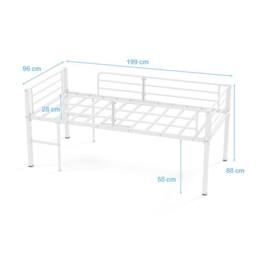 Costway Single Size Low Loft Bed Metal Bed Frame w/ Guardrails & 2 Ladders in White - thumbnail 2