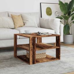 Berkfield Home Coffee Table Old Wood 58x58x40 cm Engineered Wood in Brown - Size: 58 x 58 x 40 cm - thumbnail 3