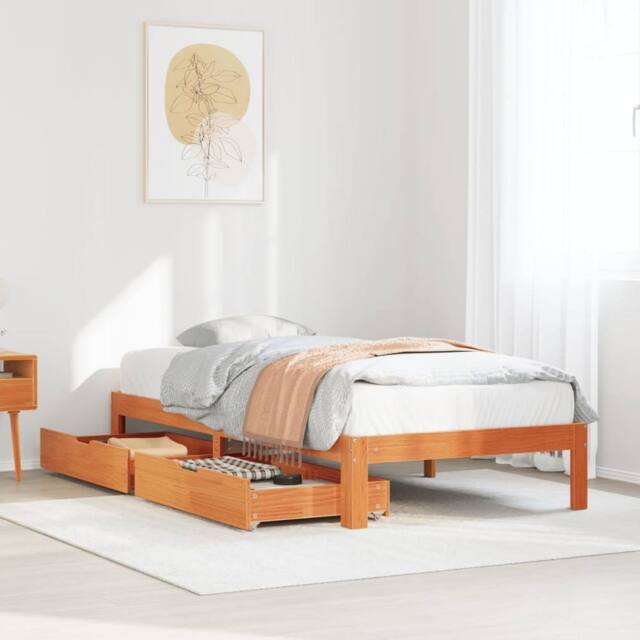 Berkfield Home Bed Frame with Drawers without Mattress Wax Brown 100x200 cm - image 1