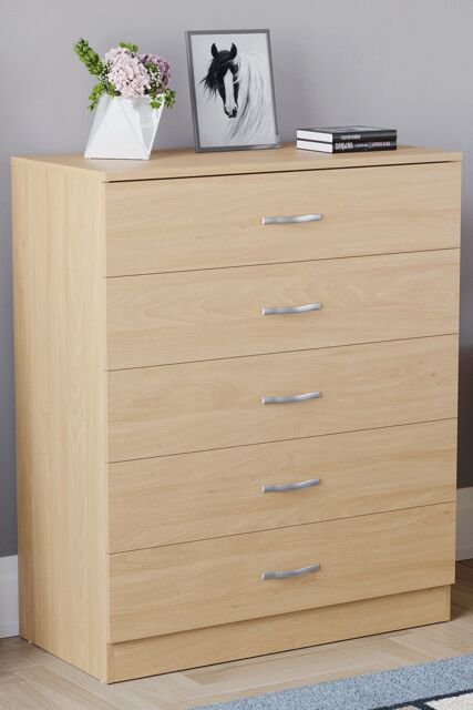 Home Discount Vida Designs Riano 5 Drawer Chest Of Drawers Storage in Brown - image 1