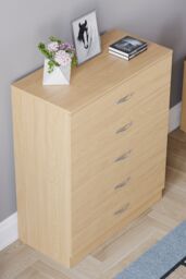 Home Discount Vida Designs Riano 5 Drawer Chest Of Drawers Storage in Brown - thumbnail 4