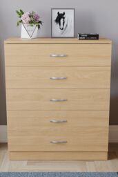 Home Discount Vida Designs Riano 5 Drawer Chest Of Drawers Storage in Brown - thumbnail 3