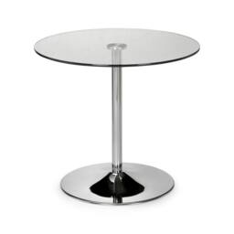 Cheshire Premium Kudos 80cm Chrome & Glass Pedestal Dining Table