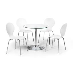 Cheshire Premium Kudos 80cm Chrome & Glass Pedestal Dining Table - thumbnail 4